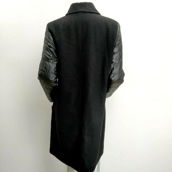 NWT Jones New York Size 6 Black Button Front Long Wool Blend Puffer Sleeve Coat - Picture 5 of 10